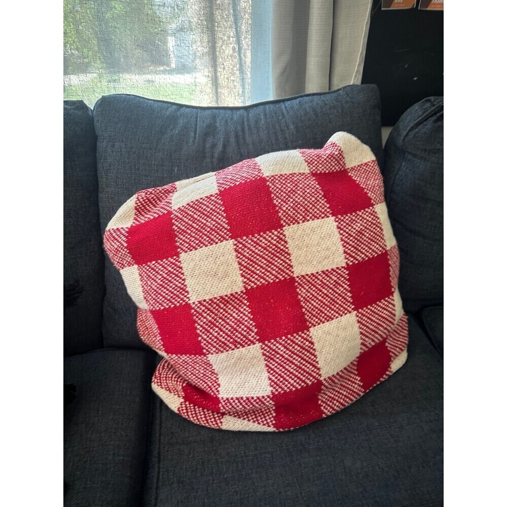 Isaac Mizrahi red checkered pillow